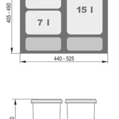Einbau-Abfallsammler UNI - 60 cm, grau