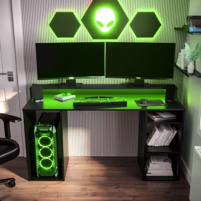 Computertisch LAMAR 1 mit LED-Beleuchtung – schwarz