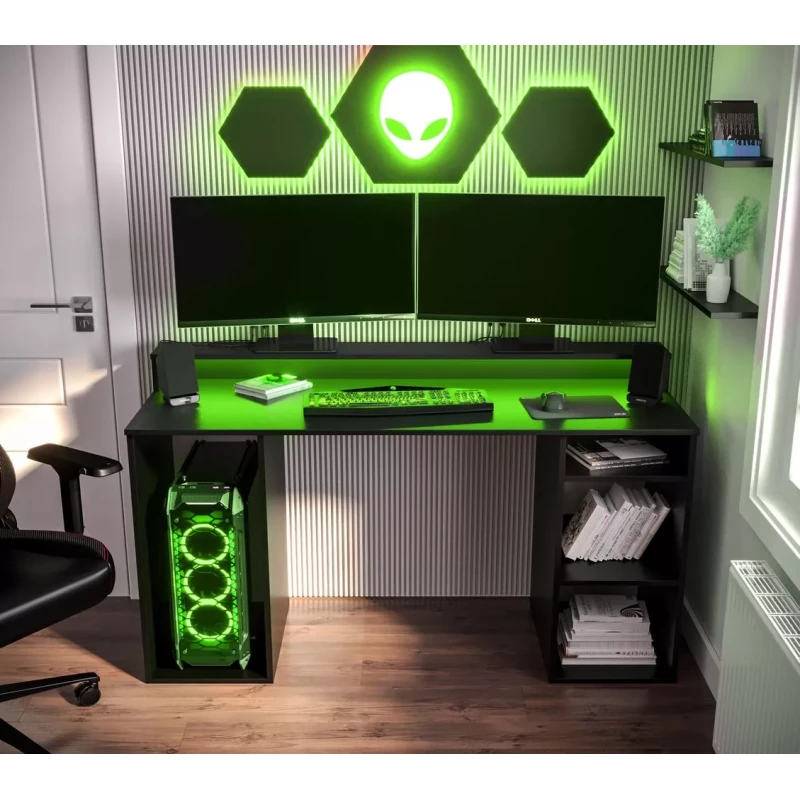 Computertisch LAMAR 1 mit LED-Beleuchtung – schwarz
