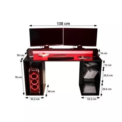 Computertisch LAMAR 1 mit LED-Beleuchtung – schwarz