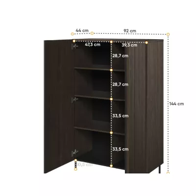 Niedriger Regalschrank 92 cm MEXIA - Portlandesche / Schwarz