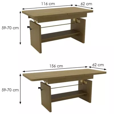 Ausziehbarer Couchtisch VELYR - Hickory-Nussbaum