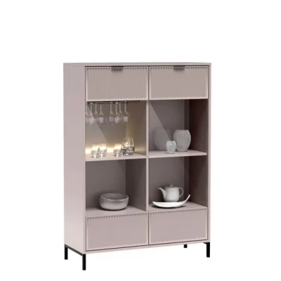 Niedrige Vitrine CORA - Kaschmir + KOSTENLOSE LED-Beleuchtung
