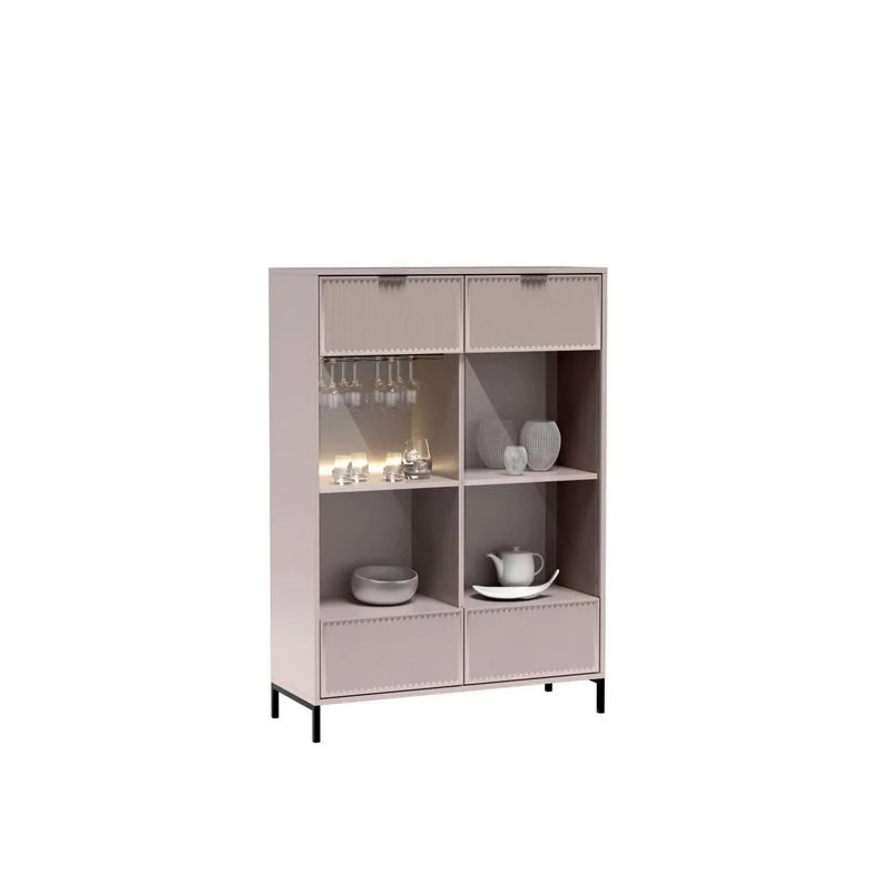 Niedrige Vitrine CORA - Kaschmir + KOSTENLOSE LED-Beleuchtung