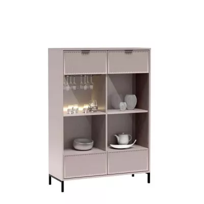 Niedrige Vitrine CORA - Kaschmir + KOSTENLOSE LED-Beleuchtung