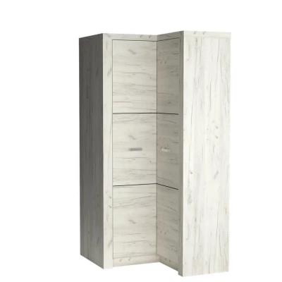 Eckkleiderschrank 106 cm BESS - weiß kraft Eiche