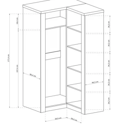 Eckkleiderschrank 106 cm BESS - Esche hell
