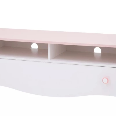 Kinder-Fernsehtisch MISE - weiß/rosa