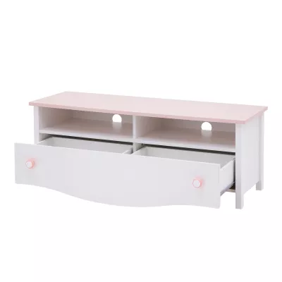 Kinder-Fernsehtisch MISE - weiß/rosa