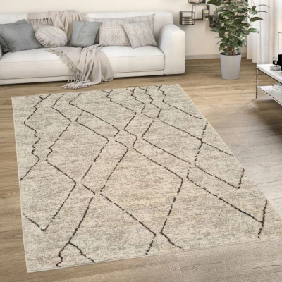 Skandinavischer Stückteppich 140x190 cm OZAN - beige / grau