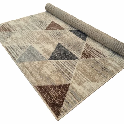 Geometrischer Stückteppich 140x190 cm OZAN - beige / grau