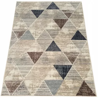Geometrischer Stückteppich 140x190 cm OZAN - beige / grau