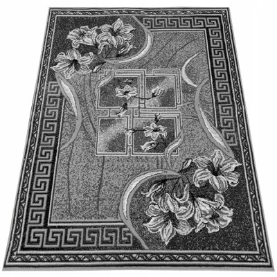 Gemusterter Teppich 70x130 cm LUKEN - grau / schwarz