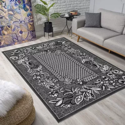 Gemusterter Teppich 140x190 cm LUKEN - grau