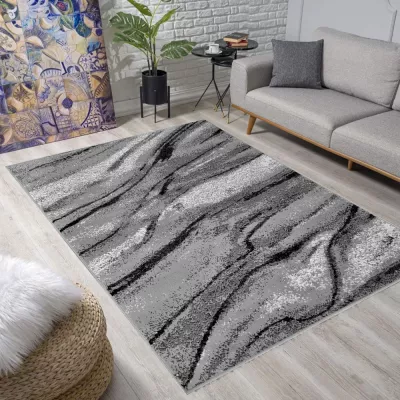 Rechteckiger Teppich 140x190 cm LUKEN - grau / schwarz
