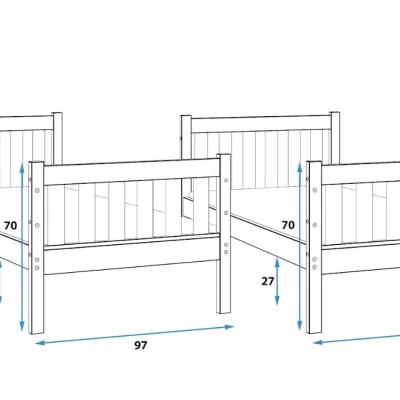 Kinder-Etagenbett 90x190 EUNIKA mit Matratzen - Kiefer