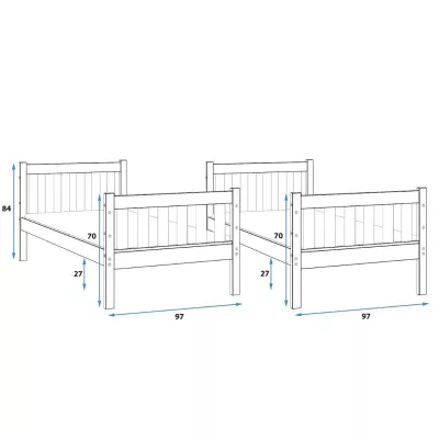 Kinder-Etagenbett 90x190 EUNIKA mit Matratzen - Kiefer