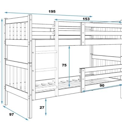 Kinder-Etagenbett 90x190 EUNIKA mit Matratzen - Kiefer