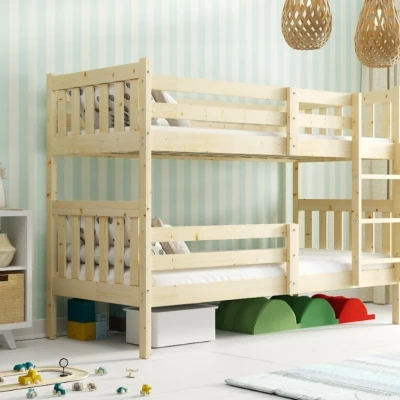 Kinder-Etagenbett 90x190 EUNIKA mit Matratzen - Kiefer