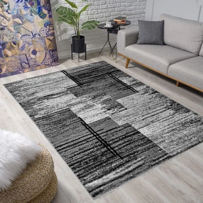 Teppich 140x190 cm LUKEN rechteckig - grau/schwarz