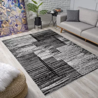 Teppich 140x190 cm LUKEN rechteckig - grau/schwarz