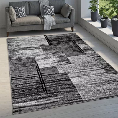 Teppich 80x150 cm LUKEN rechteckig - grau/schwarz