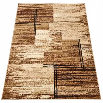 LUKEN rechteckiger Stückteppich 140x190 cm - beige / braun