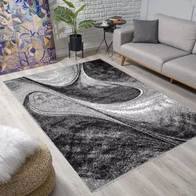Abstrakter Stückteppich 80x150 cm LUKEN - grau