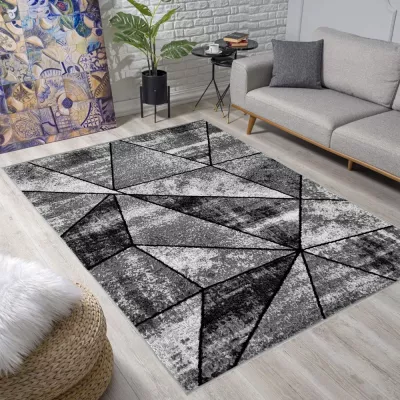 Geometrischer Kurzflor-Teppich 120x170 cm LUKEN - grau