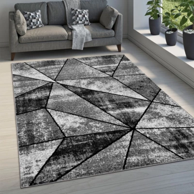 Geometrischer Kurzflor-Teppich 120x170 cm LUKEN - grau
