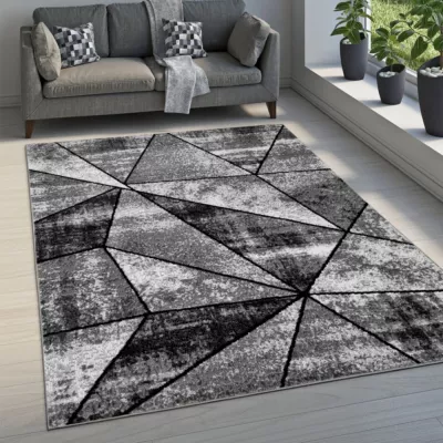 Geometrischer Kurzflor-Teppich 120x170 cm LUKEN - grau