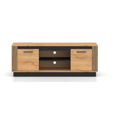 TV-Ständer MING – Eichenholz, Gold/Schwarz