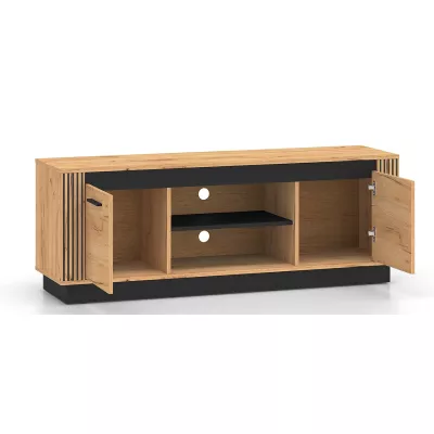 TV-Ständer MING – Eichenholz, Gold/Schwarz