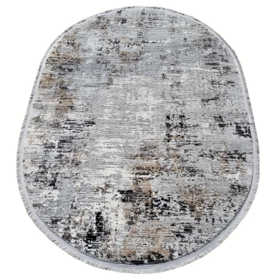 Ovaler Stückteppich 80x150 cm STEFANO - grau / schwarz