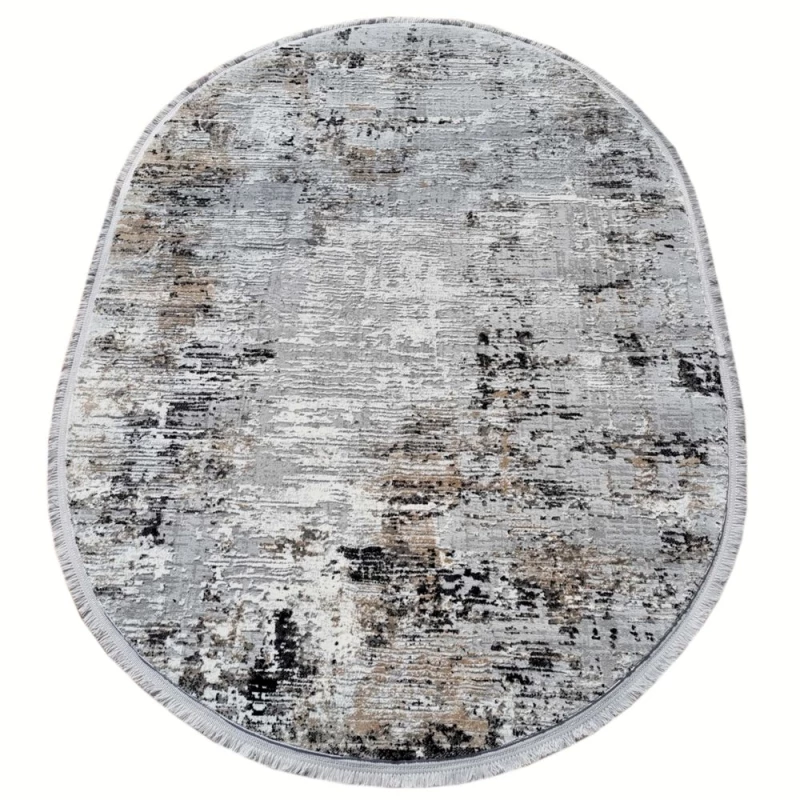 Ovaler Stückteppich 80x150 cm STEFANO - grau / schwarz