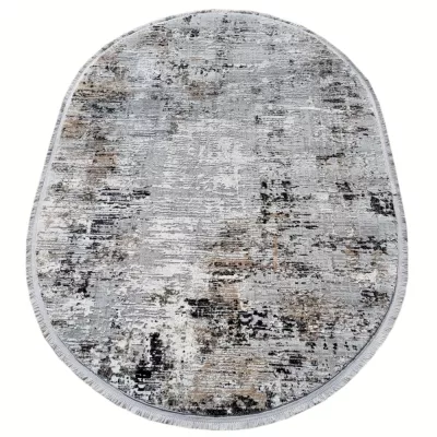 Ovaler Stückteppich 80x150 cm STEFANO - grau / schwarz