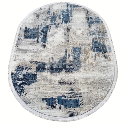 Ovaler Stückteppich 80x150 cm STEFANO - blau / grau