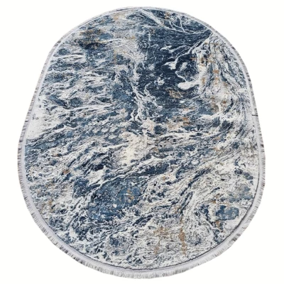 Ovaler Stückteppich 80x150 cm STEFANO - grau / blau
