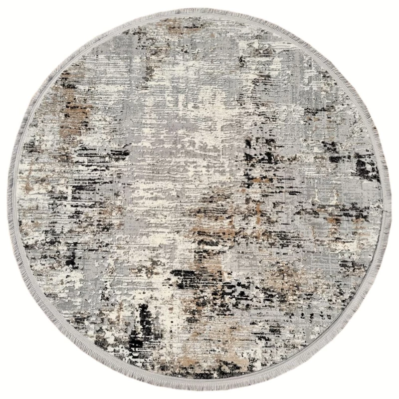 Runder Teppich 140 cm STEFANO - grau / schwarz / beige