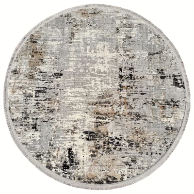 Runder Teppich 120 cm STEFANO - grau / schwarz / beige