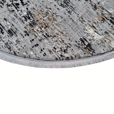 Runder Teppich 120 cm STEFANO - grau / schwarz / beige