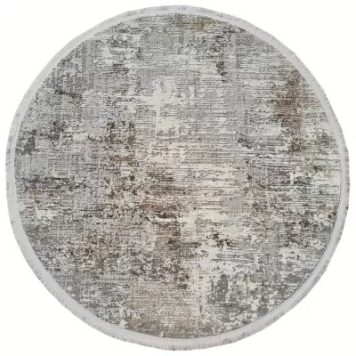 Runder Teppich 80 cm STEFANO - grau / gold