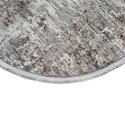 Runder Teppich 80 cm STEFANO - grau / gold