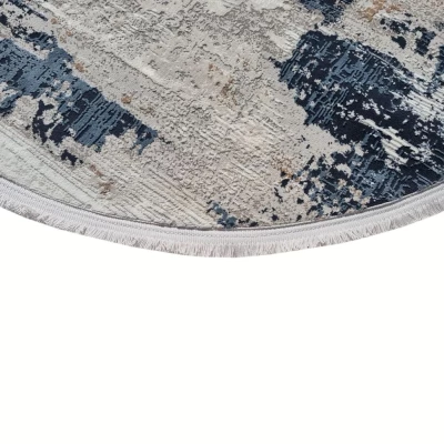 Runder Teppich 80 cm STEFANO - blau / grau