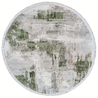 Runder Teppich 100 cm STEFANO - beige / grün