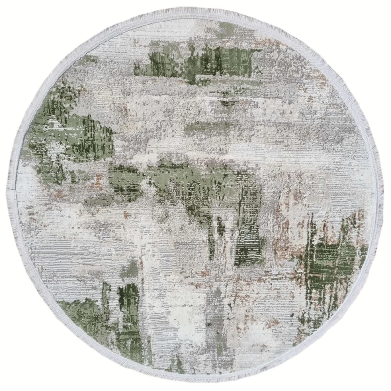 Runder Teppich 100 cm STEFANO - beige / grün
