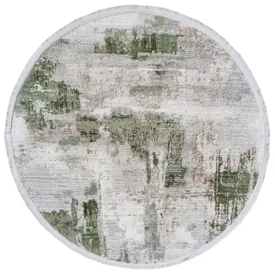 Runder Teppich 100 cm STEFANO - beige / grün