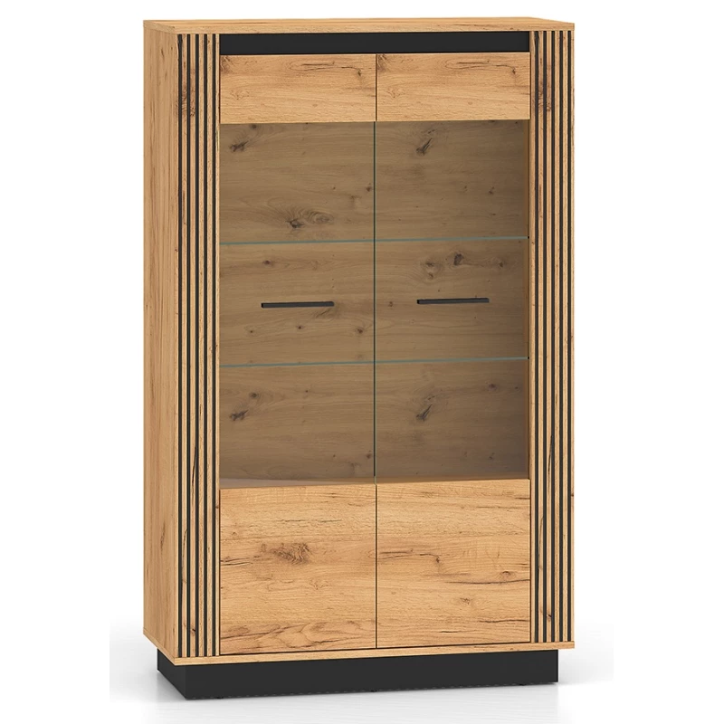 Vitrine mit Glasteil MING - Craft Eiche Gold/Schwarz