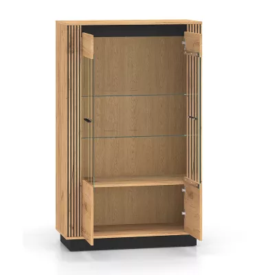 Vitrine mit Glasteil MING - Craft Eiche Gold/Schwarz