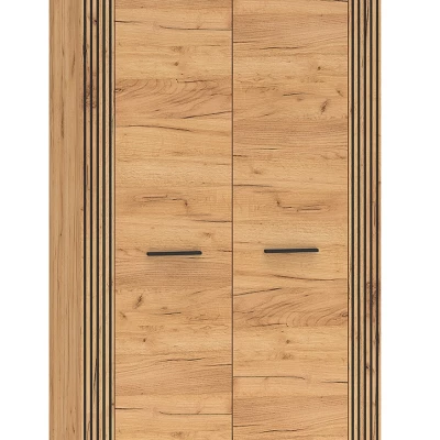 Zweitüriger Kleiderschrank 92 cm MING - Eiche Gold/Schwarz